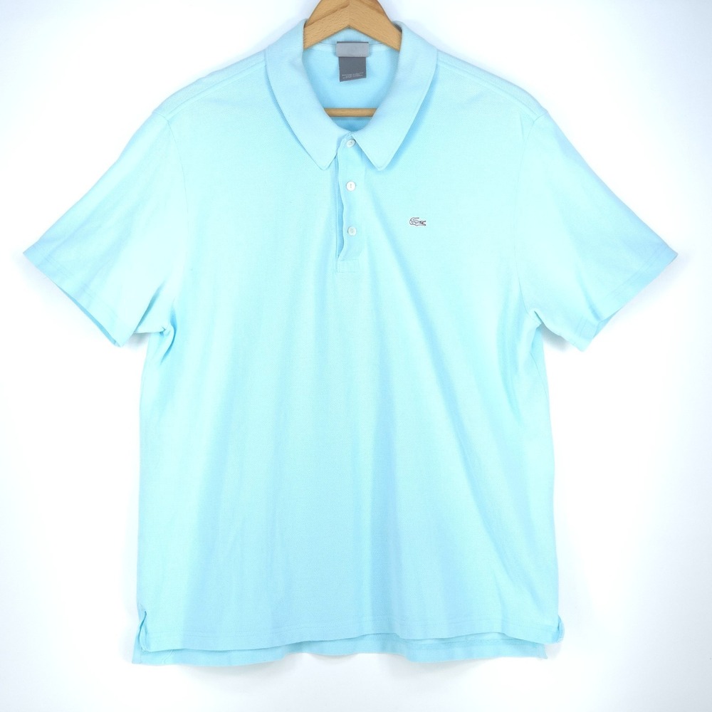 Lacoste 2000s Heather Blue Pique Polo Shirt Mens 7 XL Y2K Crocodile Logo 5191L